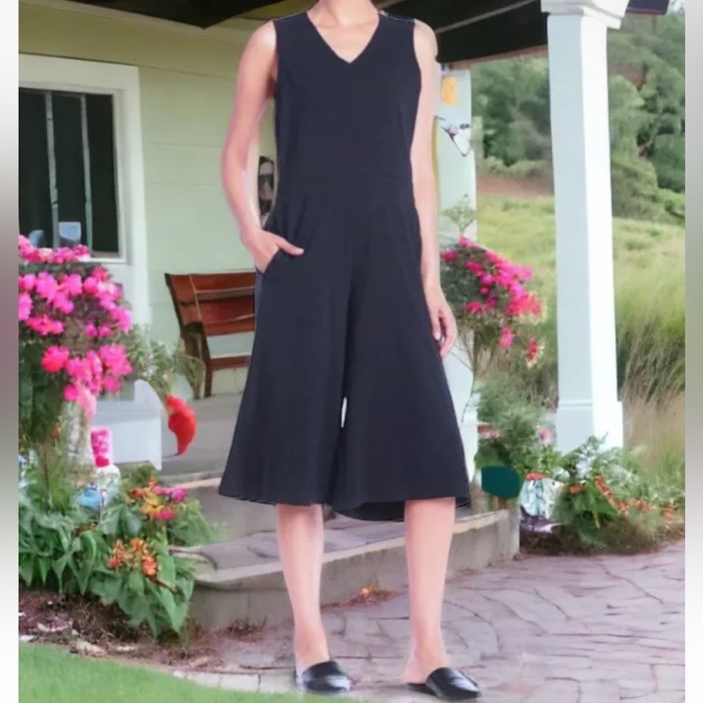 NWT $298 Eileen Fisher Vintage Jumpsuit Small 6 8 Cropped Soft V Neck Sleeveless